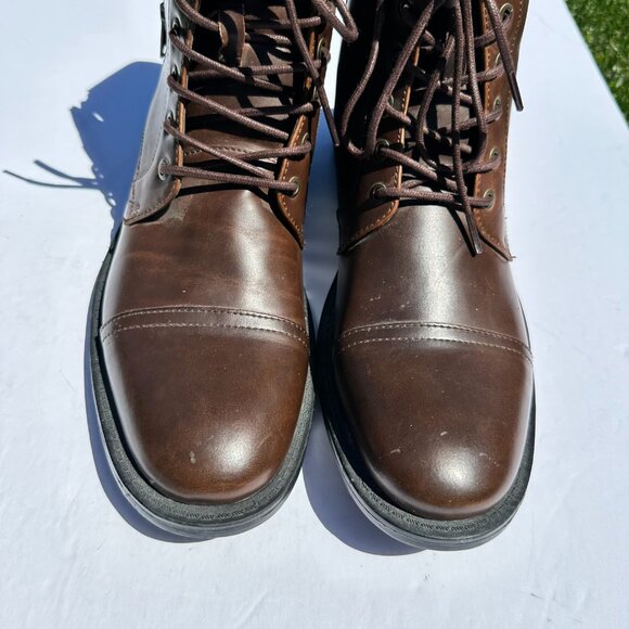 Kenneth Cole Faux Leather Men\'s Ankle Lace up Boots Brown sz 10.5